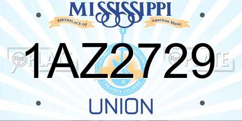 1AZ2729 Mississippi License Plate