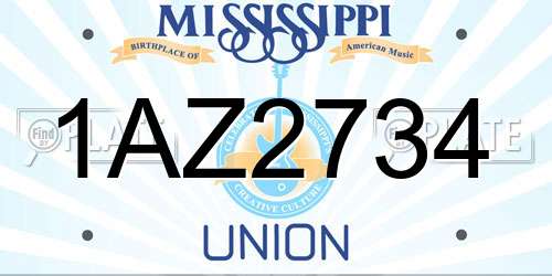 1AZ2734 Mississippi License Plate