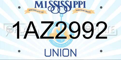 1AZ2992 Mississippi License Plate