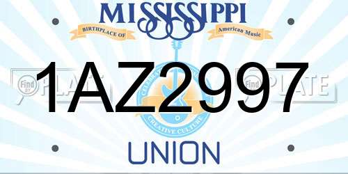 1AZ2997 Mississippi License Plate