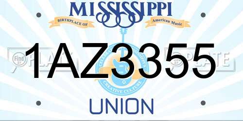 1AZ3355 Mississippi License Plate