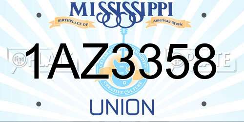 1AZ3358 Mississippi License Plate