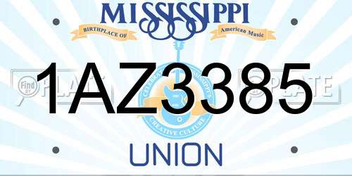 1AZ3385 Mississippi License Plate