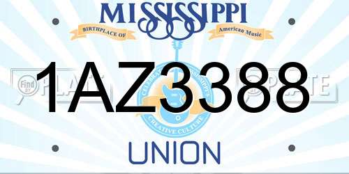 1AZ3388 Mississippi License Plate