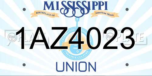 1AZ4023 Mississippi License Plate
