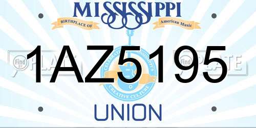 1AZ5195 Mississippi License Plate