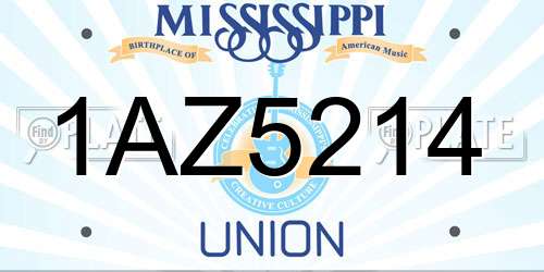 1AZ5214 Mississippi License Plate