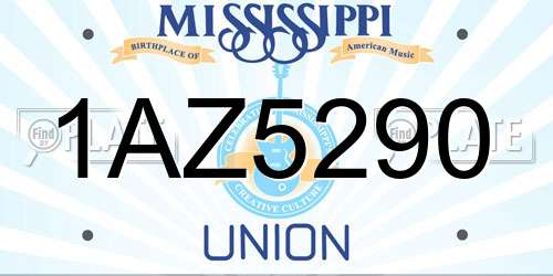 1AZ5290 Mississippi License Plate