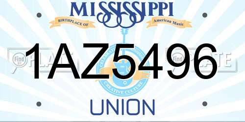 1AZ5496 Mississippi License Plate