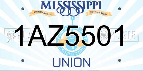 1AZ5501 Mississippi License Plate