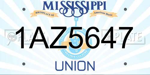 1AZ5647 Mississippi License Plate