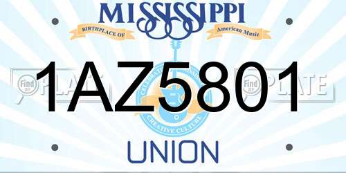 1AZ5801 Mississippi License Plate