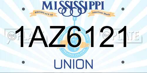 1AZ6121 Mississippi License Plate