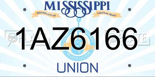 1AZ6166 Mississippi License Plate