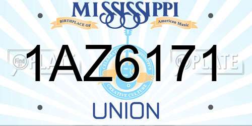 1AZ6171 Mississippi License Plate