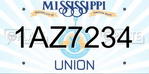 1AZ7234 Mississippi License Plate