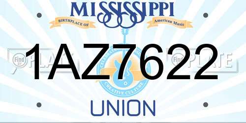 1AZ7622 Mississippi License Plate