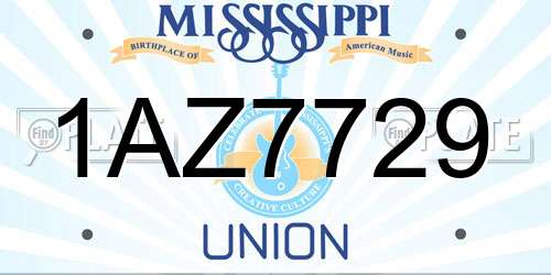 1AZ7729 Mississippi License Plate