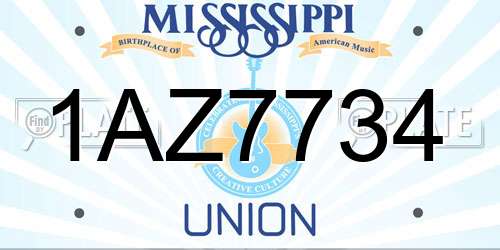 1AZ7734 Mississippi License Plate