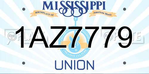 1AZ7779 Mississippi License Plate