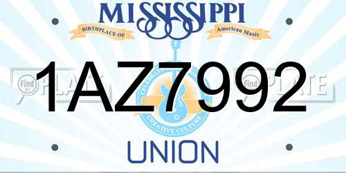 1AZ7992 Mississippi License Plate