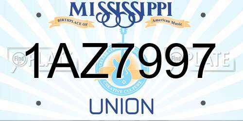 1AZ7997 Mississippi License Plate