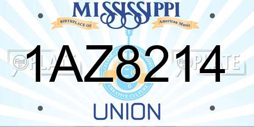 1AZ8214 Mississippi License Plate
