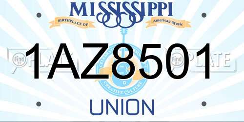 1AZ8501 Mississippi License Plate