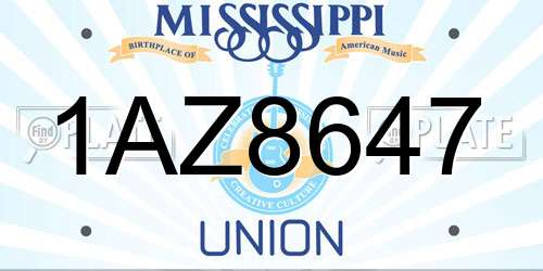 1AZ8647 Mississippi License Plate
