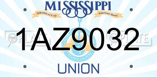 1AZ9032 Mississippi License Plate