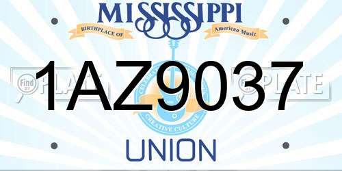 1AZ9037 Mississippi License Plate