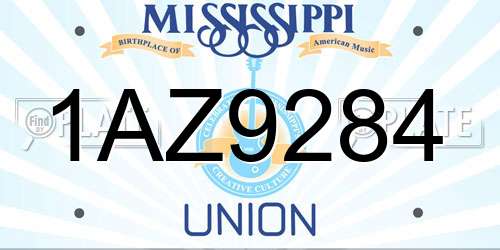1AZ9284 Mississippi License Plate
