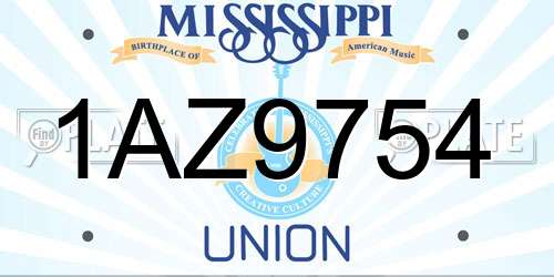1AZ9754 Mississippi License Plate