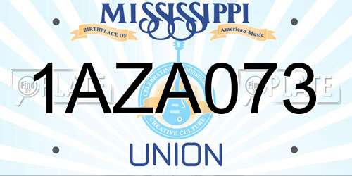 1AZA073 Mississippi License Plate
