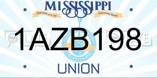 1AZB198 Mississippi License Plate