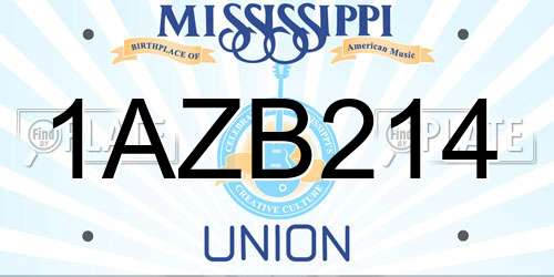 1AZB214 Mississippi License Plate