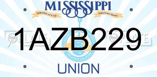 1AZB229 Mississippi License Plate