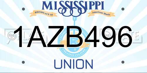 1AZB496 Mississippi License Plate