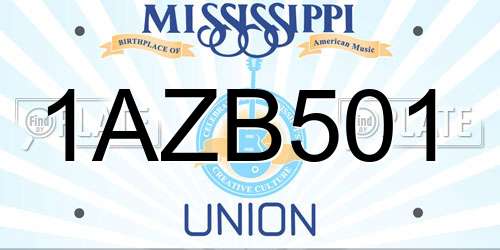 1AZB501 Mississippi License Plate