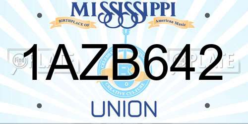 1AZB642 Mississippi License Plate