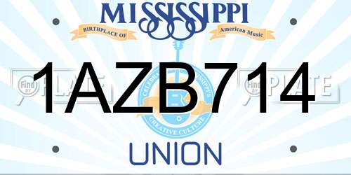 1AZB714 Mississippi License Plate