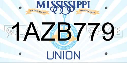 1AZB779 Mississippi License Plate