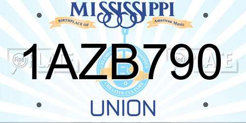 1AZB790 Mississippi License Plate