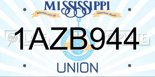 1AZB944 Mississippi License Plate