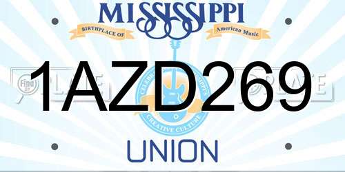 1AZD269 Mississippi License Plate
