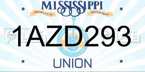 1AZD293 Mississippi License Plate