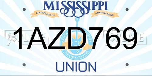 1AZD769 Mississippi License Plate