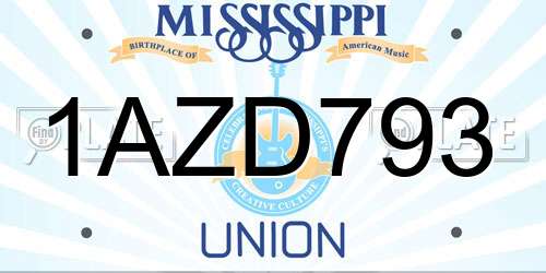 1AZD793 Mississippi License Plate