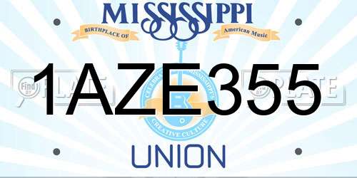 1AZE355 Mississippi License Plate