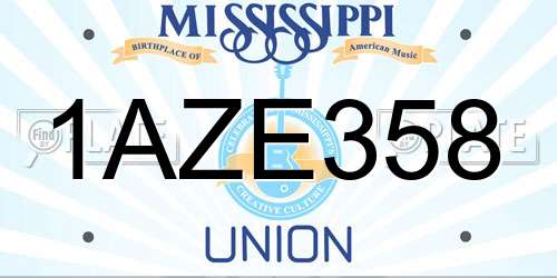 1AZE358 Mississippi License Plate